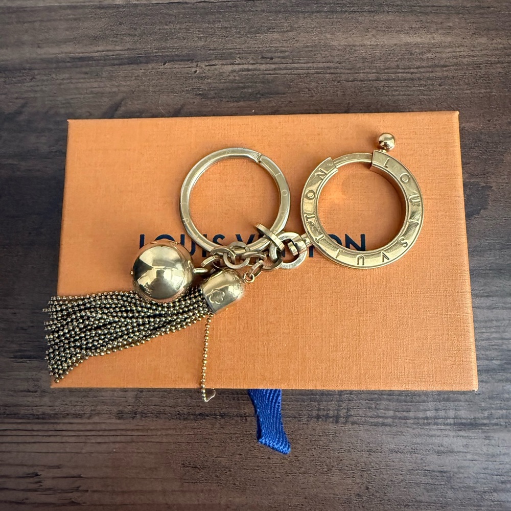 Louis Vuitton Gold Bag Charm Keychain with Tassel